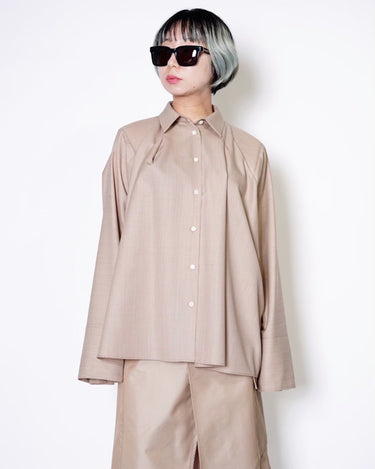【YOHEI OHNO】<br>SHOULDER DRAPED WOOL SHIRTS