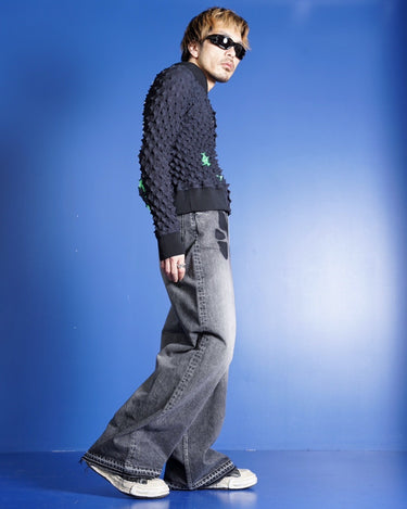 [Masu]<br>"Masu Boys" Emblem Baggy Jeans