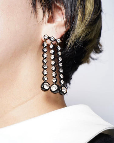 【MARNI】<br> 3ライン<br>クリスタルピアス
