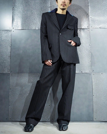 【BOTTER】<br>KNITTED COLLAR<br>BLAZER<br>-PINSTRIPE-