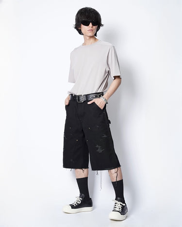 【KAMIYA】<br>BORO Duck Painter Wide Bermuda Pants