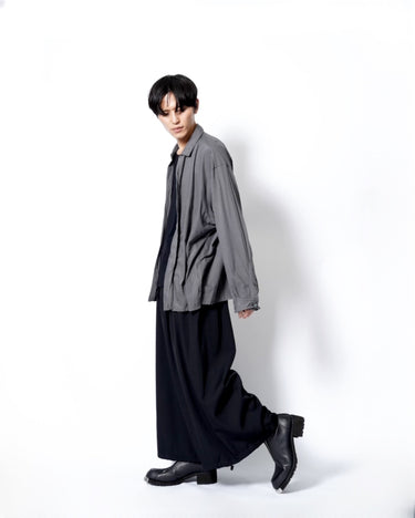 イベント期間限定アイテム<br>(6月27日～7月5日まで)<br>【KANEMASA PHIL】<br>46G Stripe Artisan Shirt (CHARCOAL BLACK DYE)