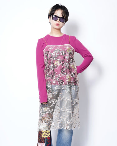 8.8(sat) 0:00 Launch<br>【ANTHEM A】<br>LAYERED EMBROIDERY CAMISOLE DRESS
