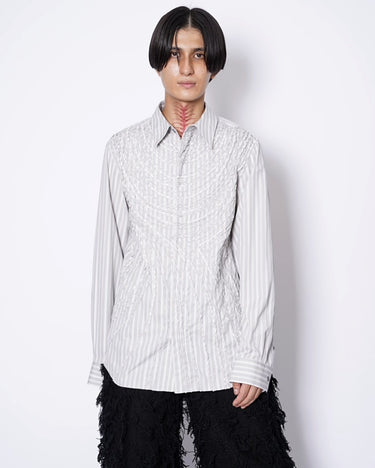【TAAKK】<br>TAPE EMBROIDERY STRIPE SHIRTS