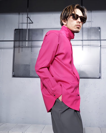 【OVERCOAT】<br>DROPPED SHOULDER TOP<br>WITH SHIRTS COLLAR