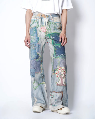 【KAMIYA】<br>Trompe I’oeil Print Denim