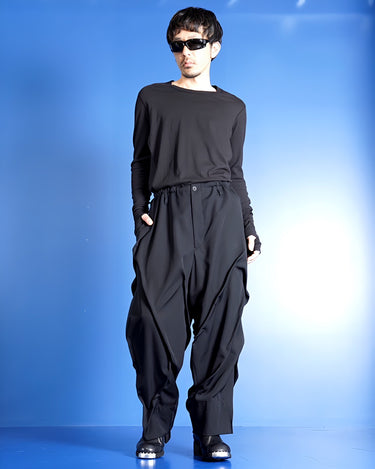 【Yohji Yamamoto POUR HOMME】<br>WOOL GABARDINE RANDOM TUCK PANTS