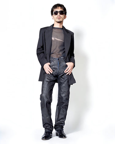 [MM6]<br>Synthetic Leather<br>Knee TUCK PANTS
