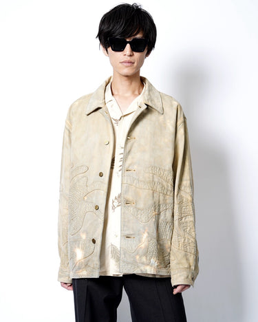 受注生産アイテム<br>期間限定受注受付中(7月31日～8月2日まで)<br>【kiminori morishita】<br>Brush-Dyed Camouflage Hand-Embroidered Coverall