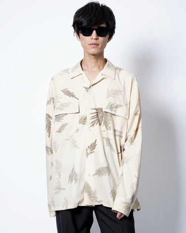 受注生産アイテム<br>期間限定受注受付中(7月31日～8月2日まで)<br>【kiminori morishita】<br>Scattered Leaves Eco-Print Shirt