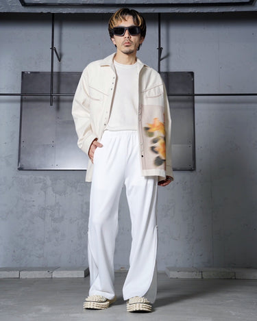 UNISEX<br>【08sircus】<br> Fine poly×organic cotton pile side zip pants