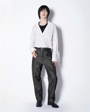 【OVERCOAT】<br>WOOL DENIM WIDE LEG PANTS