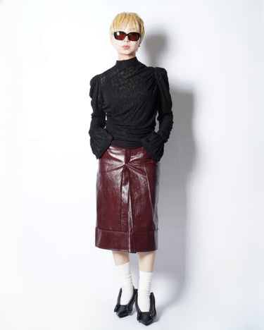 【VIVIANO】<br>Jacquard Drapé Top
