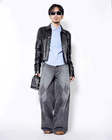 [Masu]<br>Argyle Leather Sports Jacket