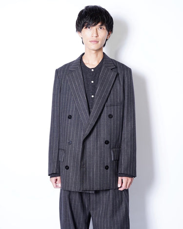【OVERCOAT】<br>Double-Breasted Jacket in Wool Pinstripe