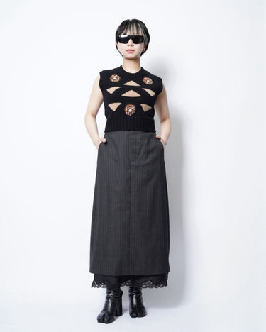 【INSCRIRE】<br>Wool Layered Skirt