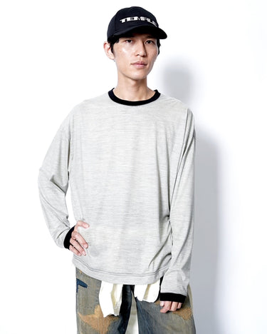 イベント期間限定アイテム<br>(6月27日～7月5日まで)<br>【KANEMASA PHIL】<br>32G Wool Stripe LS Tee (BEIGE)