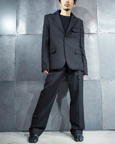 【BOTTER】<br>KNITTED COLLAR<br>BLAZER<br>-PINSTRIPE-