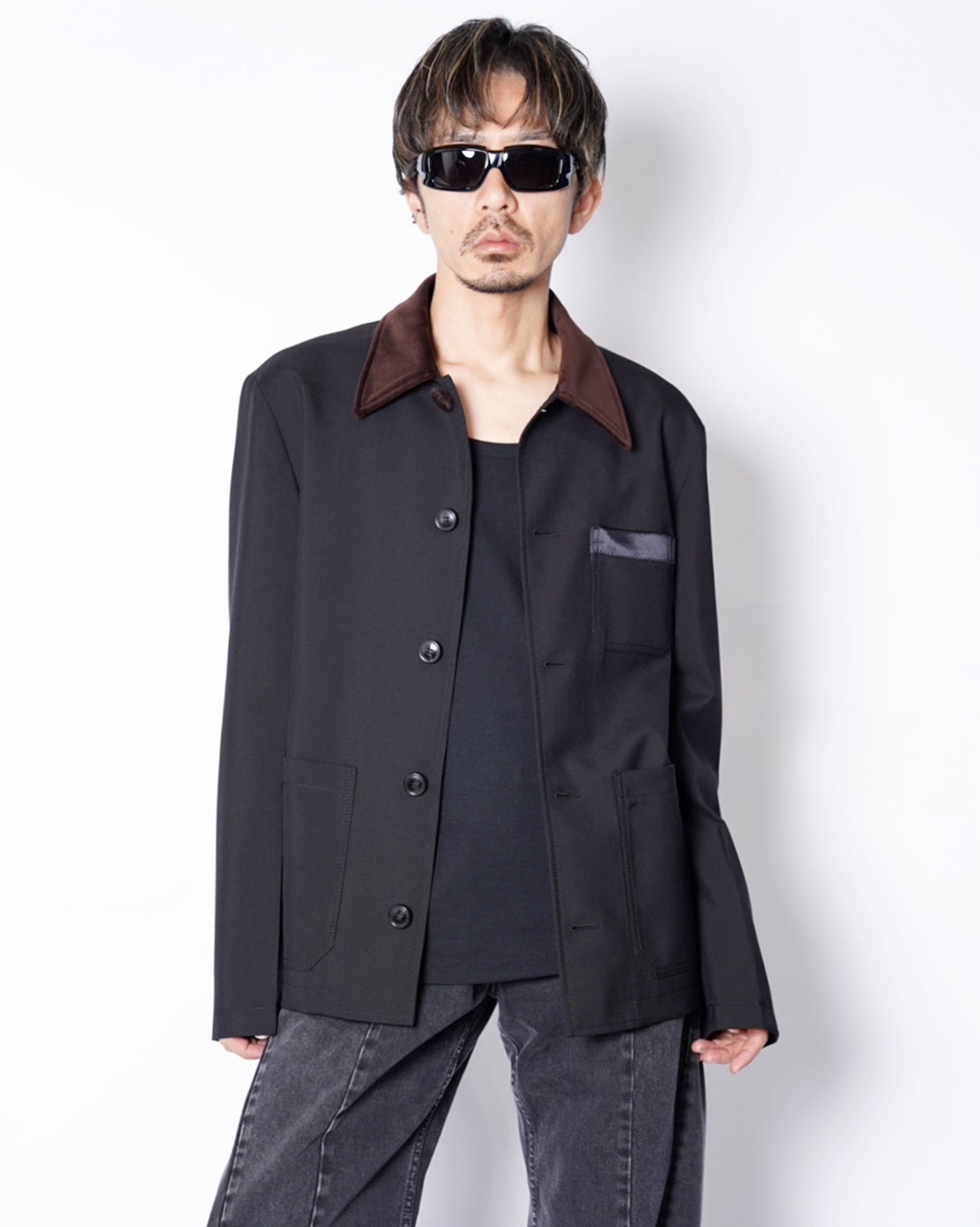 MARNI カーキ色 スタンドカラー ダブル2枚重ねジャケット MARNI(マルニ 