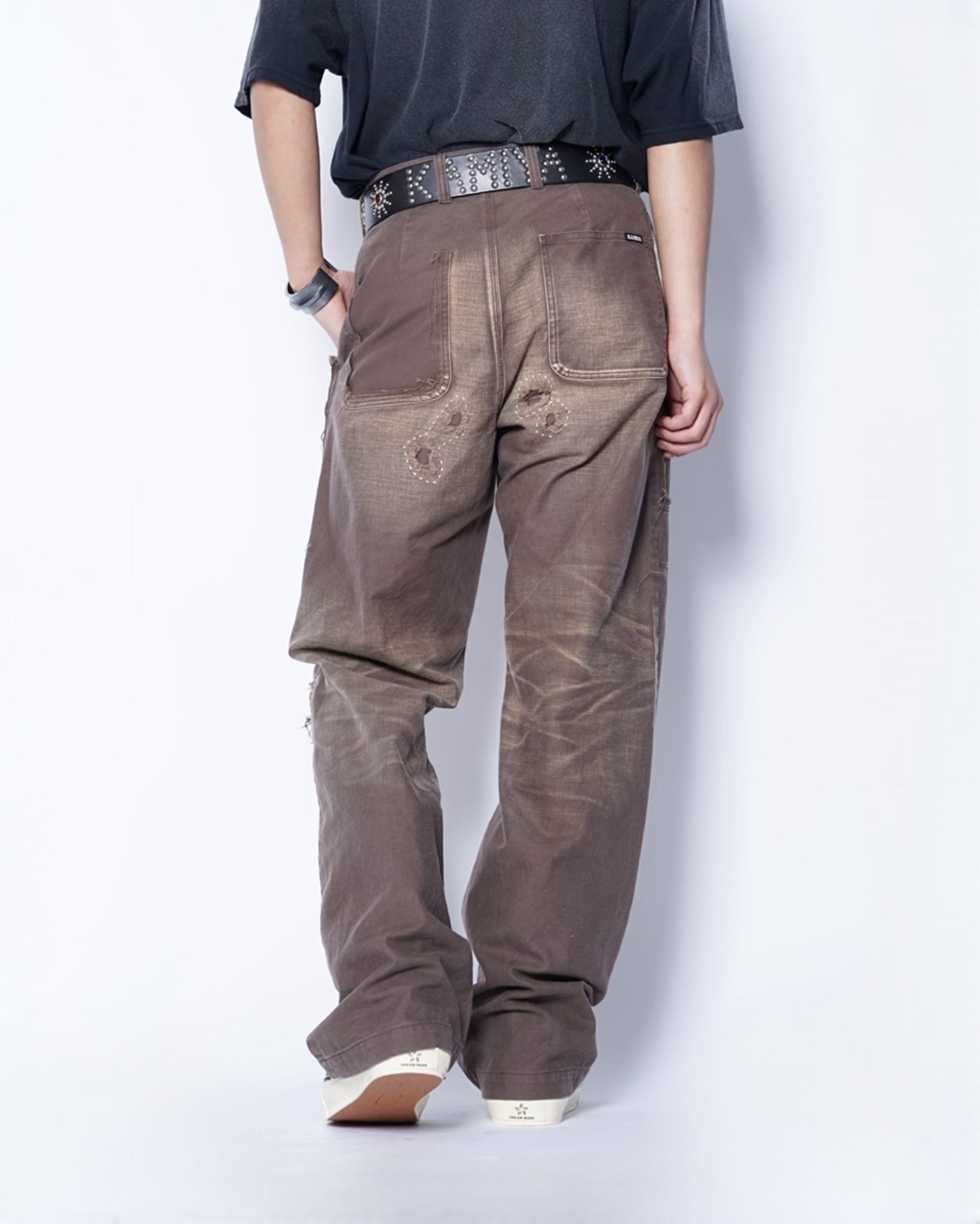 パンツ KAMIYA Distressed Sarge Pants BROWN S KAMIYA Distressed Sarge Pants （BROWN） - Osaka / Kyoto, Ship