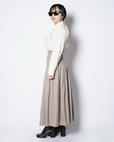 【SATORU SASAKI】<br>HIGH WAIST WOOL GATHER SKIRT