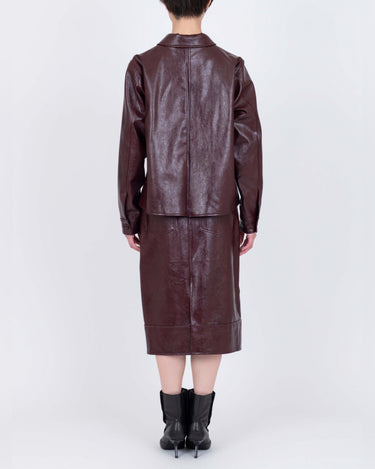 26AW予約受付中<br>【VIVIANO】<br>Faux Leather Plis Creux Jacket