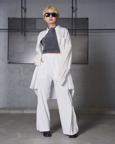 UNISEX<br>【08sircus】<br> Fine poly×organic cotton pile side zip pants