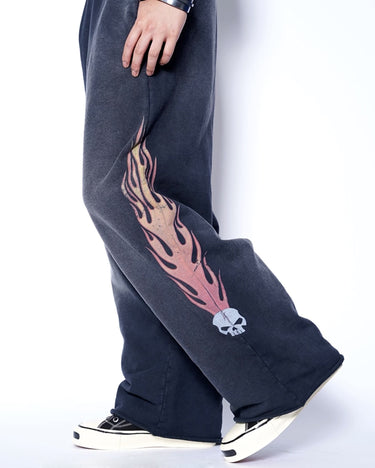 【KAMIYA】<br>"Skull Flame" Sweat PANTS