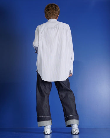 【MARINA YEE】<br>"M.Y. SHIRT5"<br>Oversized "origami" shirt -COTTON STRIPE-