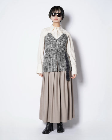 【SATORU SASAKI】<br>HIGH WAIST WOOL GATHER SKIRT
