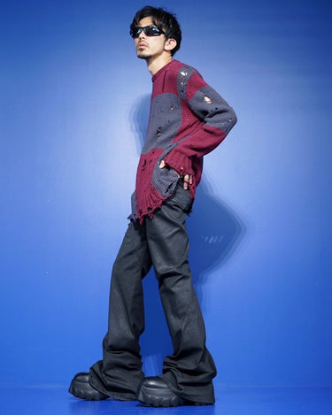 【SONG FOR THE MUTE】<br>CHECKERED OVERSIZED SWEATER -CHECKERED KNIT-