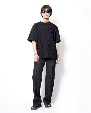 【TAAKK】<br>TAPE EMBROIDERED T-SHIRT