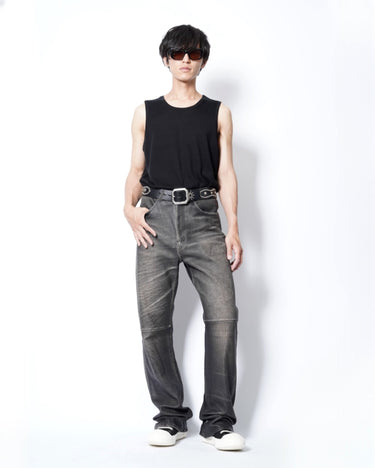 【KAMIYA】<br>LEATHER BOOTCUT PANTS