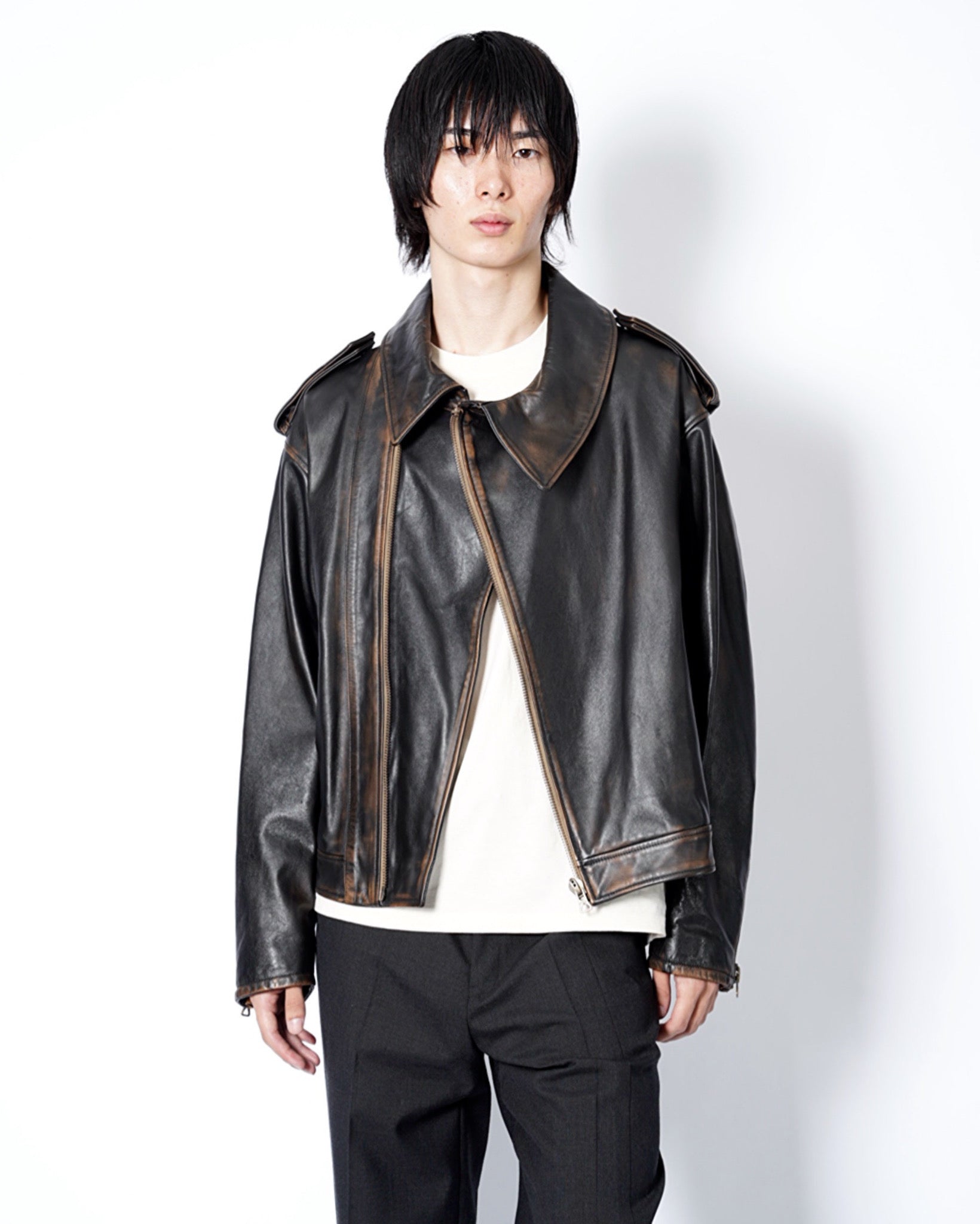 ジャケット・アウター kiminori morishita 25AW hoodie coat kiminori morishita】Horse leather riders jacket - Amanojak.
