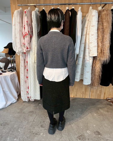 26AW予約受付中<br>【VIVIANO】<br>Rose Hand Broderie Polo Cardigan