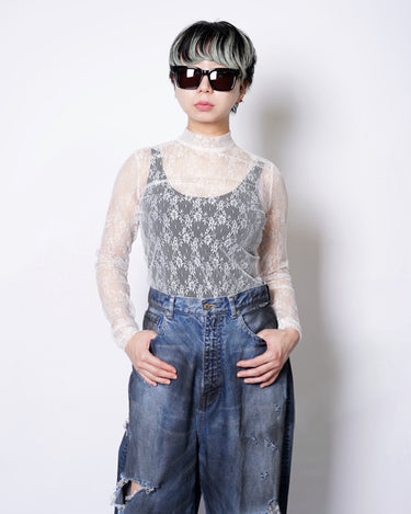 【VIVIANO】<br>GOSSAMER LACE MAILLOT TOP