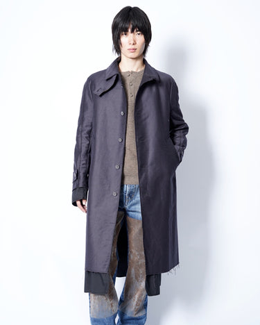 【prasthana】<br>raw form coat (SULFUR DYED HEAVY MOLESKIN)