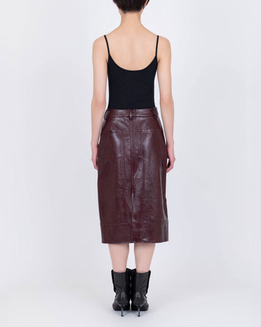 26AW予約受付中<br>【VIVIANO】<br>Faux Leather Plis Skirt