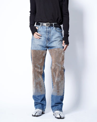 【Maison Margiela】<br>FLOCKED PATCH DENIM PANTS