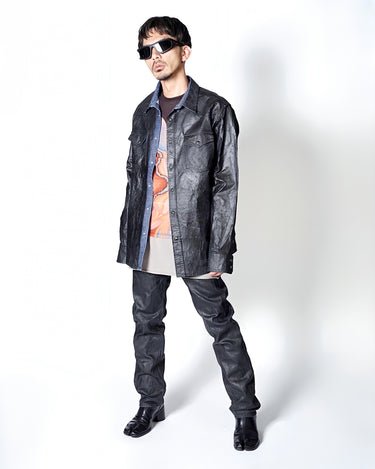 [MM6]<br>Synthetic Leather<br>Knee TUCK PANTS