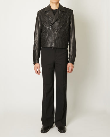 26AW予約受付中<br>【TAAKK】<br>LEATHER EMBROIDERY RIDERS JACKET