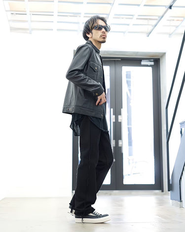 【blackmeans】<br>COW LEATHER<br>TRUCKER JACKET