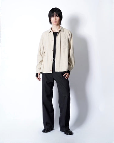 【AVIVA JIFEI XUE】<br>BOXY SHIRT (W/CERAMIC BUTTON) -HEMP/SILK FABRIC-