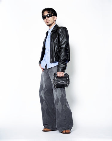 [Masu]<br>Argyle Leather Sports Jacket