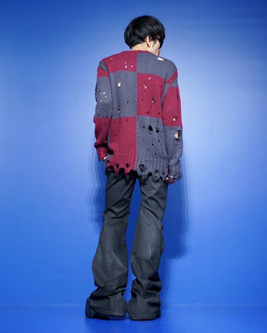 【SONG FOR THE MUTE】<br>CHECKERED OVERSIZED SWEATER -CHECKERED KNIT-