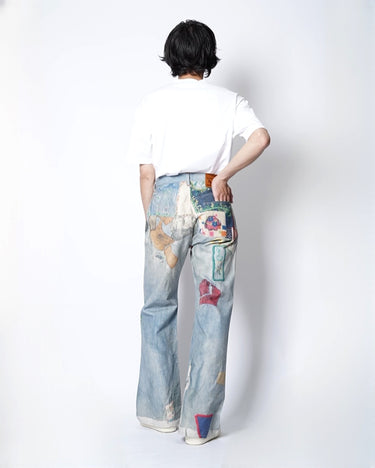 【KAMIYA】<br>Trompe I’oeil Print Denim