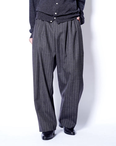 【OVERCOAT】<br>5 Tuck Trouser in Wool Pinstripe