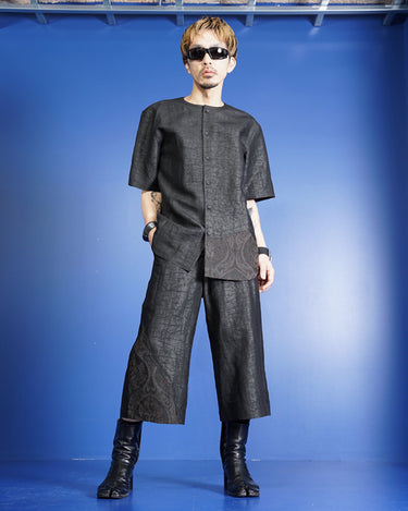 【MAHITO MOTOYOSHI】<br>"DOROZOME" COLLAR LESS SHIRTS