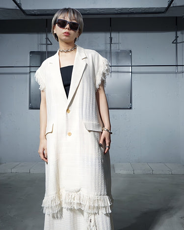 【08sircus】<br>Summer tweed<br>sleeveless<br>long jacket