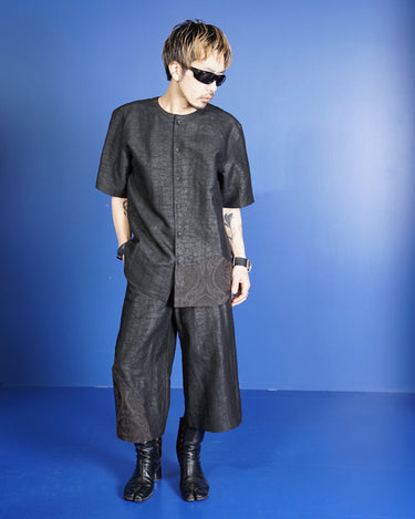 【MAHITO MOTOYOSHI】<br>"DOROZOME" COLLAR LESS SHIRTS